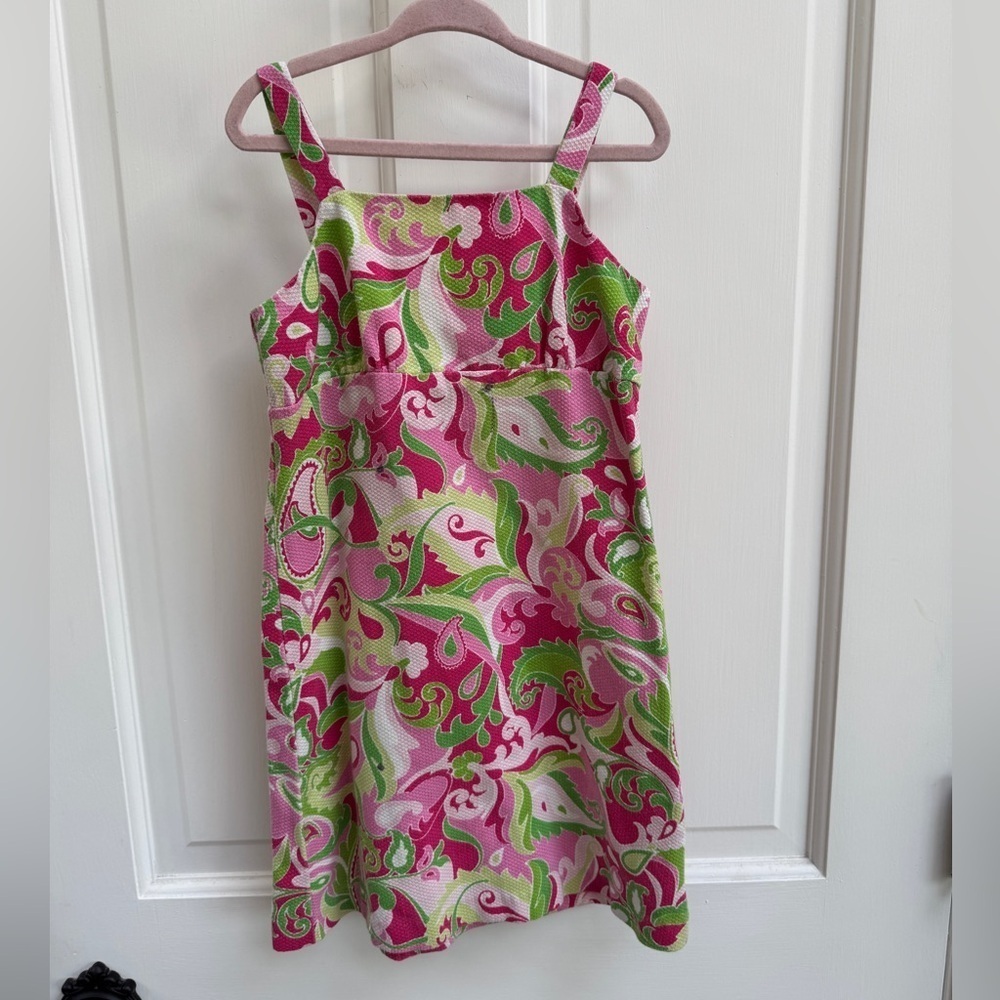 Kelly's Kids 3T Girls Pink and Green Sleeveless Paisley Dress